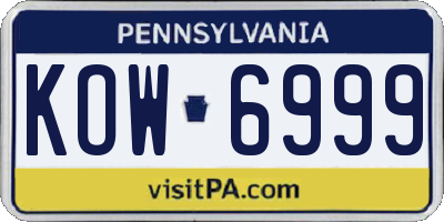 PA license plate KOW6999