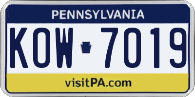 PA license plate KOW7019