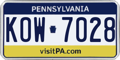 PA license plate KOW7028