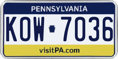 PA license plate KOW7036