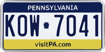 PA license plate KOW7041
