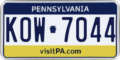 PA license plate KOW7044