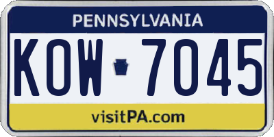 PA license plate KOW7045