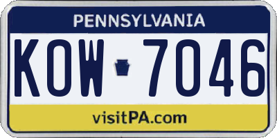 PA license plate KOW7046