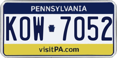 PA license plate KOW7052