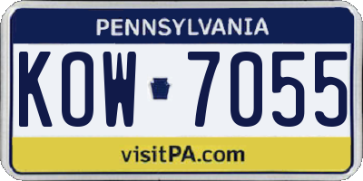 PA license plate KOW7055