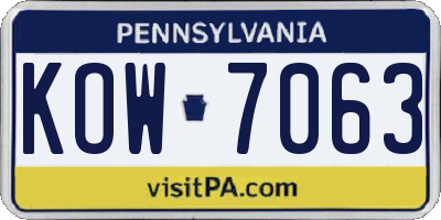 PA license plate KOW7063