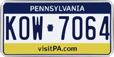 PA license plate KOW7064