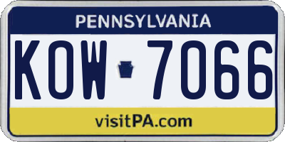 PA license plate KOW7066