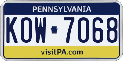 PA license plate KOW7068