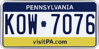 PA license plate KOW7076