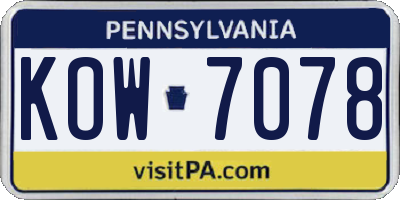 PA license plate KOW7078