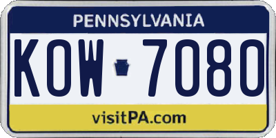 PA license plate KOW7080