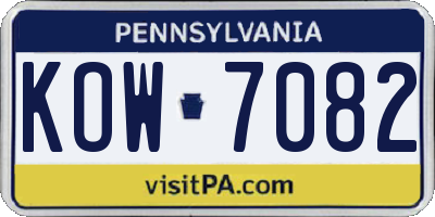 PA license plate KOW7082
