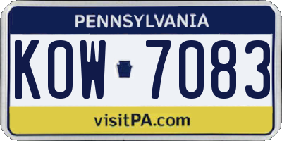 PA license plate KOW7083