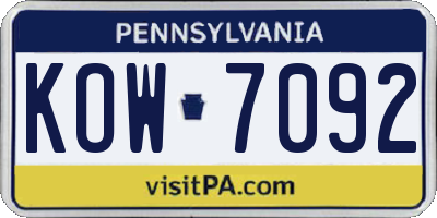 PA license plate KOW7092