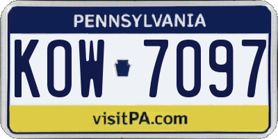 PA license plate KOW7097