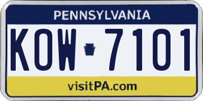 PA license plate KOW7101