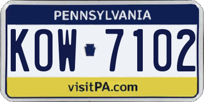 PA license plate KOW7102