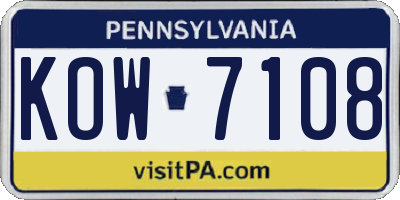 PA license plate KOW7108