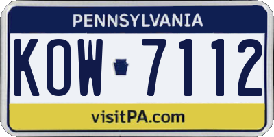 PA license plate KOW7112