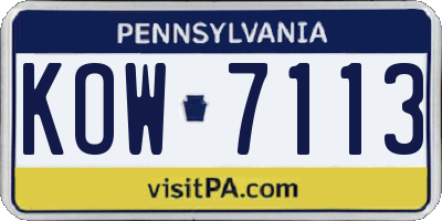 PA license plate KOW7113