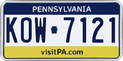 PA license plate KOW7121