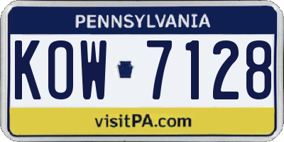 PA license plate KOW7128
