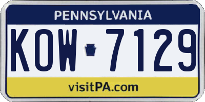 PA license plate KOW7129