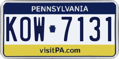 PA license plate KOW7131