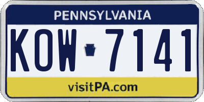 PA license plate KOW7141