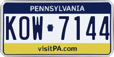 PA license plate KOW7144