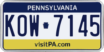PA license plate KOW7145