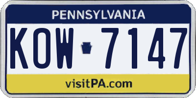 PA license plate KOW7147