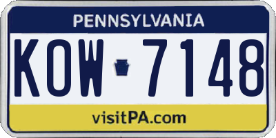 PA license plate KOW7148