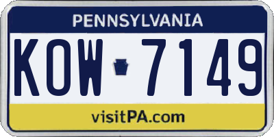 PA license plate KOW7149