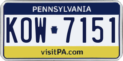 PA license plate KOW7151
