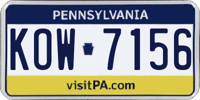 PA license plate KOW7156