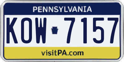 PA license plate KOW7157