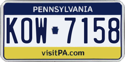 PA license plate KOW7158