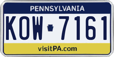 PA license plate KOW7161