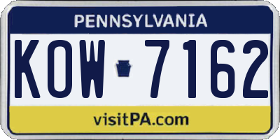 PA license plate KOW7162