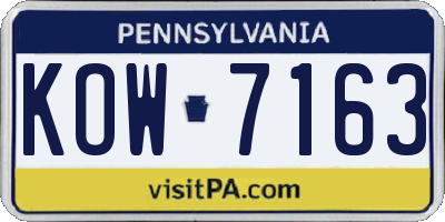 PA license plate KOW7163