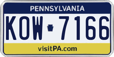 PA license plate KOW7166