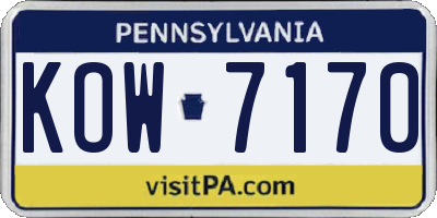 PA license plate KOW7170