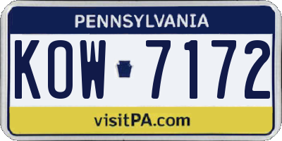 PA license plate KOW7172