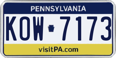 PA license plate KOW7173