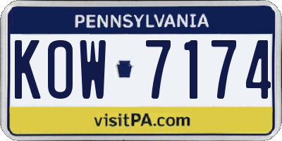 PA license plate KOW7174