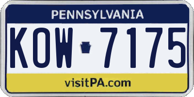 PA license plate KOW7175