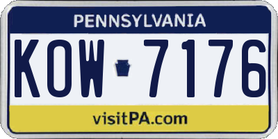 PA license plate KOW7176